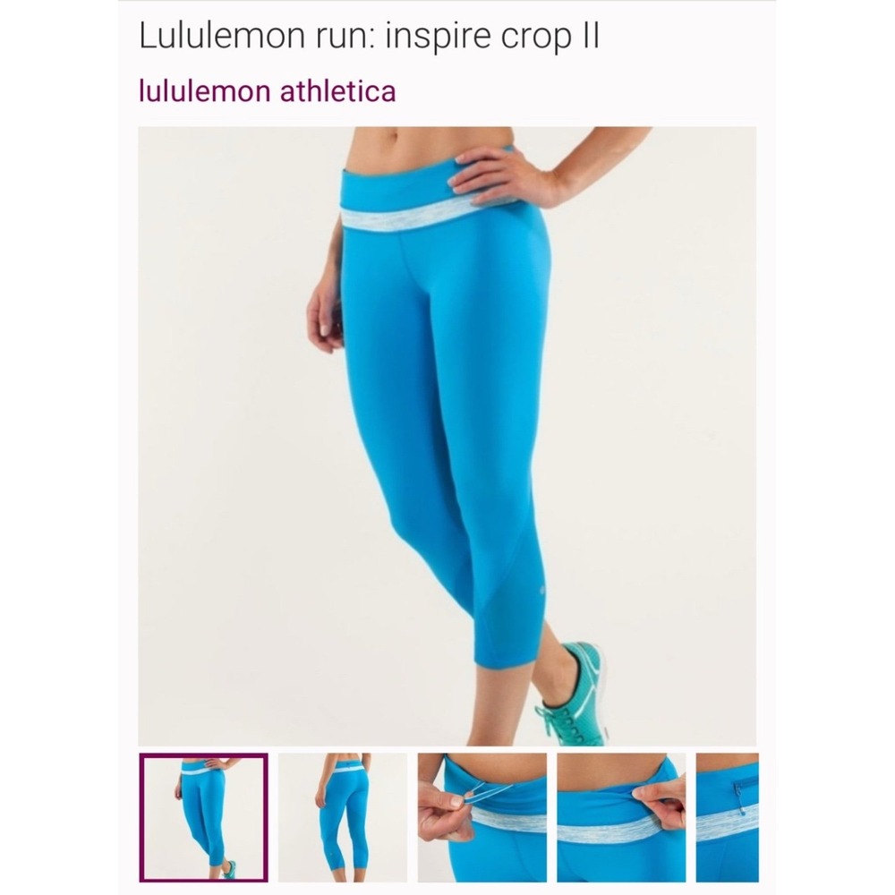 Lululemon Wunder Under Reversible Crop Leggings. Size 4. Beaming Blue